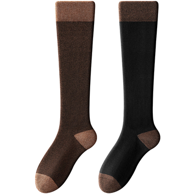 撞色羊毛小腿袜女秋冬季加厚显瘦