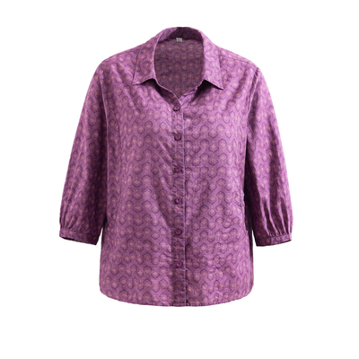 中老年夏装女妈妈衬衫七分袖纯棉