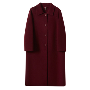 大码红色双面羊绒大衣女中长款秋冬季高端中年妈妈结婚羊毛呢外套