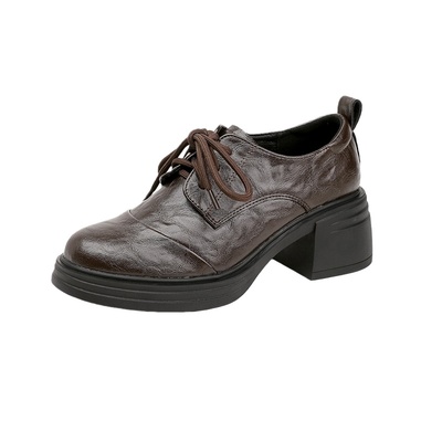 真皮版~轻底增高6cm乐福小皮鞋女