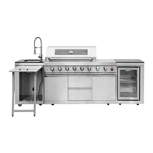 整体式免安装户外厨房庭院烧烤台嵌入式烧烤炉露台花园BBQ烧烤架