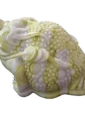 天然蓝田玉手工招财三足金蟾摆件