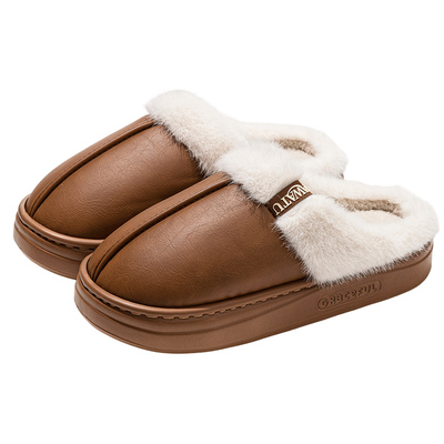 pu皮面防水棉拖鞋女款2025新款