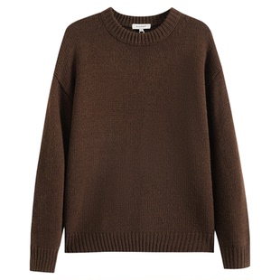 ROW风经典羊毛混纺高级粗极简针保暖针织衫男女慵懒圆领毛衣