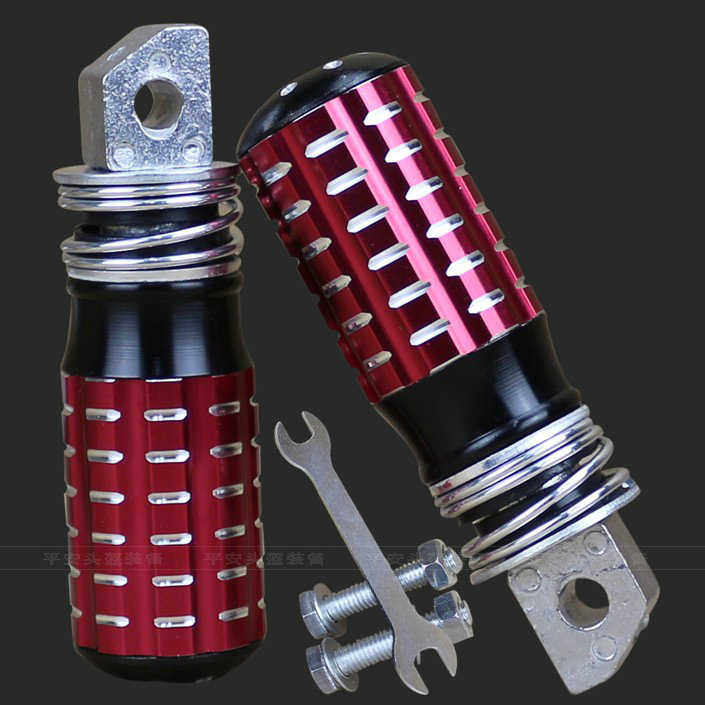 摩托车踏板电动车铝合金脚垫后脚蹬搁脚后座弹簧脚踏改装装饰配件