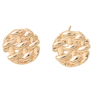 14K包金保色不规则带羊眼珍珠托耳钉手工diy耳环耳饰配件纯银耳针