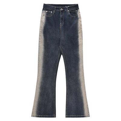 RO美式水洗渐变微喇叭牛仔裤男女