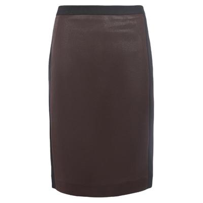 咖色麂皮拼接短裙LQ14582A