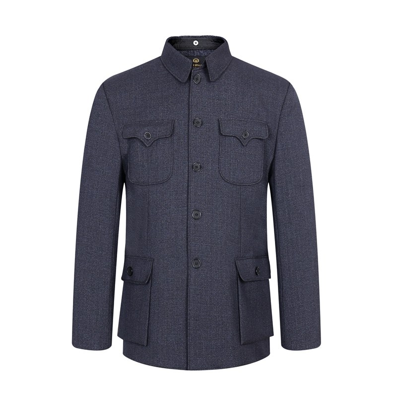 中山装男中老年爸爸装中山服男装老年人中山服爷爷装春秋冬装外套