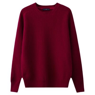 冬季圆领毛衣男新款纯棉毛线衣