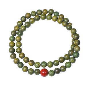 4mm天然绿檀木手串和田玉双圈奶香味多圈手持念珠情侣男女手链