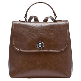 热风女士包包2025年秋季新款复古翻盖双肩包美拉德学院风双肩背包