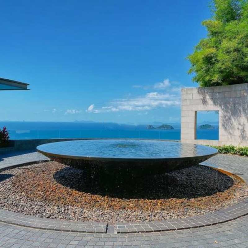 日式庭院流水石钵枯山水造景石雕喷泉户外景观循环水涌泉摆件