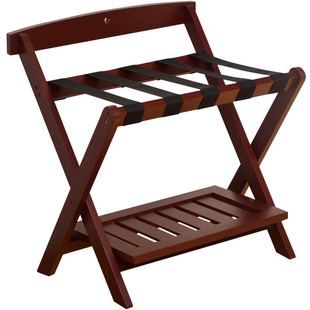 酒店行李架家用卧室床边放衣服的架子实木落地折叠收纳置物架简约