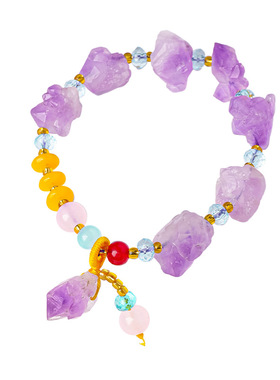 天然水晶紫水晶原石手串紫晶牙花