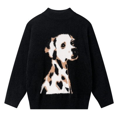 卡通水貂绒半高领加厚内搭毛线衣