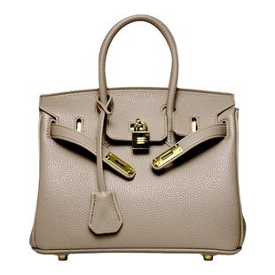 香港2025软皮质感铂金包手提包荔枝纹高级感凯莉包单肩斜挎女包