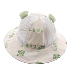 婴儿防晒帽子夏季薄款宝宝网眼渔夫帽大檐夏天男童透气太阳遮阳帽