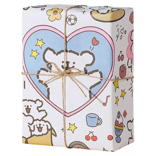 可爱小狗生日礼物包装纸2026新年礼品纸马年大尺寸手工彩纸diy材料高级感送男生女生礼物打包纸高颜值雪梨纸