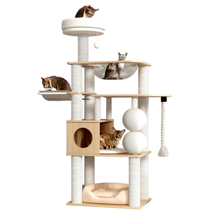 全实木猫爬架猫窝猫树一体大型缅因猫架别墅太空舱多猫用品不占地