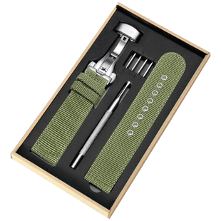 军绿色帆布尼龙表带蝴蝶扣男适用精工天梭帝舵百年灵卡西欧阿玛尼