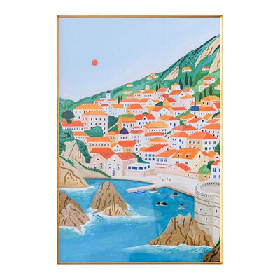 旧岛的诗 Ambers Textiles克罗地亚风景装饰画金色外框设计师挂画