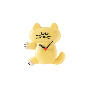 韩国romane摇尾猫咪指针式时钟客厅卧室家用装饰静音学生钟表挂钟