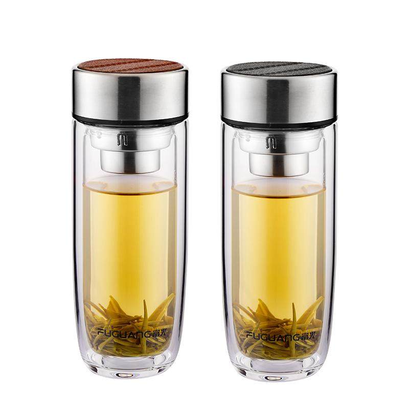 富光双层高硼硅玻璃杯男士泡茶杯水杯女大容量茶水分离杯车载杯子