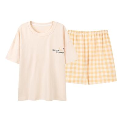 帕兰朵夏款纯棉简约格子短袖睡衣
