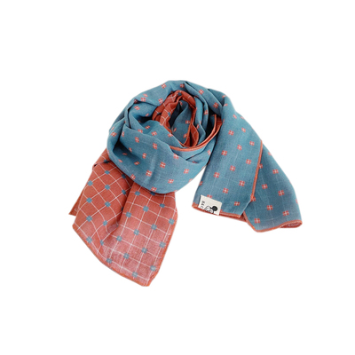 棉麻围巾儿童薄款甜美撞色纱巾