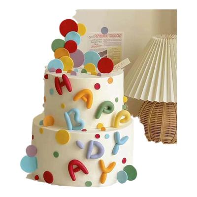 happybirthday生日快乐英文字母蛋糕装饰彩色软胶61六一儿童节