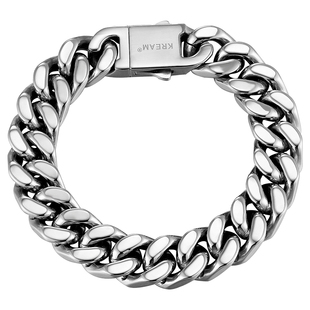 kream 立体钛钢银色古巴手链嘻哈男 欧美流行 古巴链 cuban link