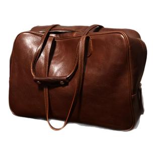 独行野兽真皮大容量电脑包公文包行李包头层植鞣牛皮保龄球单肩包