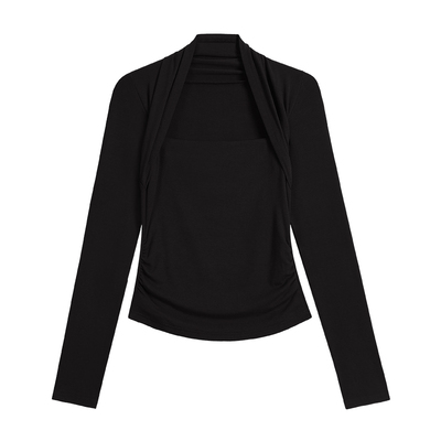 NEVA HU 摩登女郎 气质假两件针织衫女小众修身显瘦打底内搭上衣