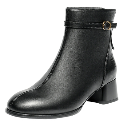 森达羊皮瘦瘦靴女2025冬新商场同款法式高级感气质时装靴4TQ43DD5