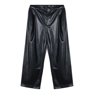 CHU楚妞[型夜]软糯皮质休闲长裤2026春季新款女时髦腔调直筒裤子