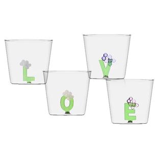 意大利ICHENDORF进口创意字母水杯耐热玻璃杯手工家用果汁杯礼品