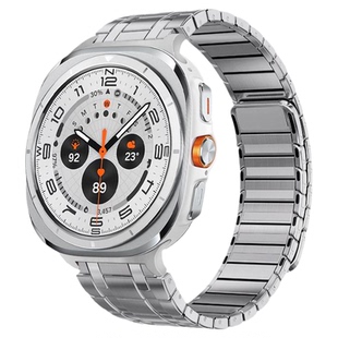 适用三星Watch7Ultra表带AP磁吸不锈钢钛合金高级商务手腕带47mm