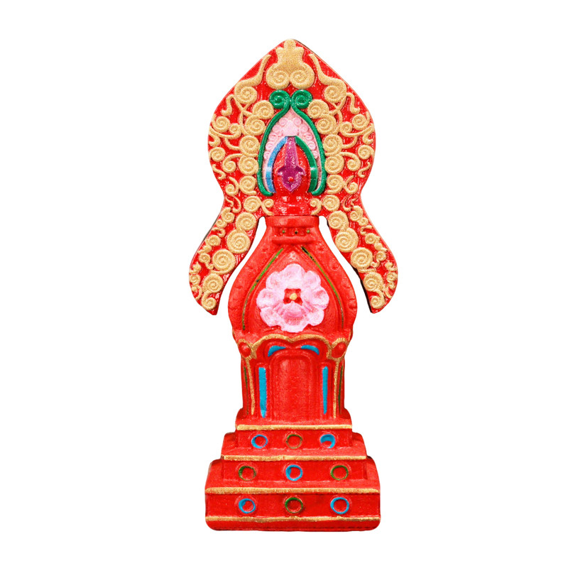 藏传密宗实木彩绘朵玛供品摆件