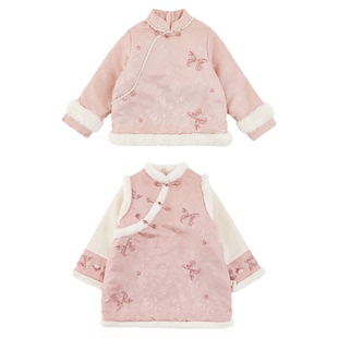 幼悠女童新中式棉服冬装保暖2025新款古风棉袄可爱儿童冬季外套潮