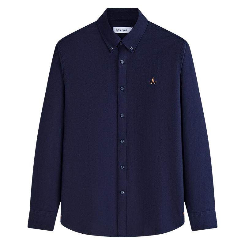 Navigare意大利小帆船磨毛长袖衬衫男士2025秋冬新款纯棉休闲衬衣