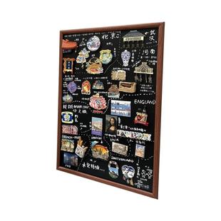 冰箱贴展示板实木框黑板磁吸小黑板家用教学白板挂墙式珐琅板磁性可擦化妆品收纳板照片店铺装饰菜单写字板