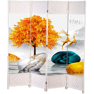 屏风折叠移动隔断客厅卧室简约现代实木遮挡墙玄关帘新中式可家用