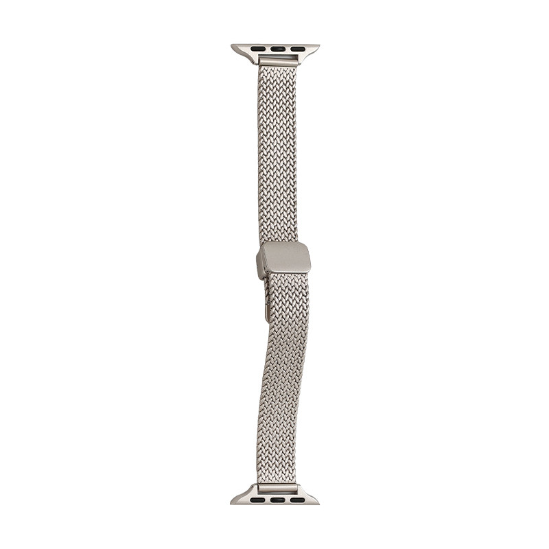 iserisewatch适用苹果手表表带AppleWatchS11麦穗磁吸卡扣表带iwatchS10/9/8/7金属高级小众细编织链条SE代夏
