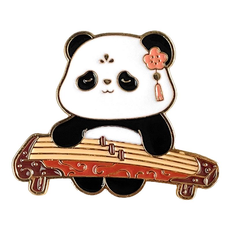 可爱中国风熊猫胸针国粹卡通国宝古风乐器文创徽章衣服包个性挂饰