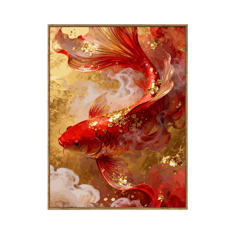 中国风锦鲤数字油画diy填充涂色