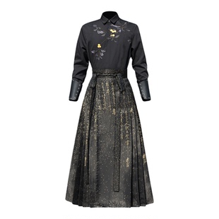 原创汉服马面裙男款织金刺绣新中式国风表演服套装男女同款表演服