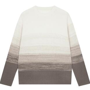 ERDOS 男装羊绒针织衫秋冬圆领渐变拼色条纹时尚羊绒衫