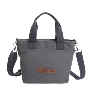 带拉链加厚帆布包包女手提斜挎小托特包外出通勤装手机通用单肩包