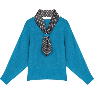 妖精的口袋波点丝带红色毛衣女2026年冬季新款慵懒风宽松针织衫